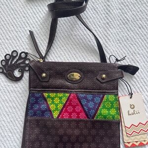 Holi Handmade Leather Boho Crossbody Bag  NWT